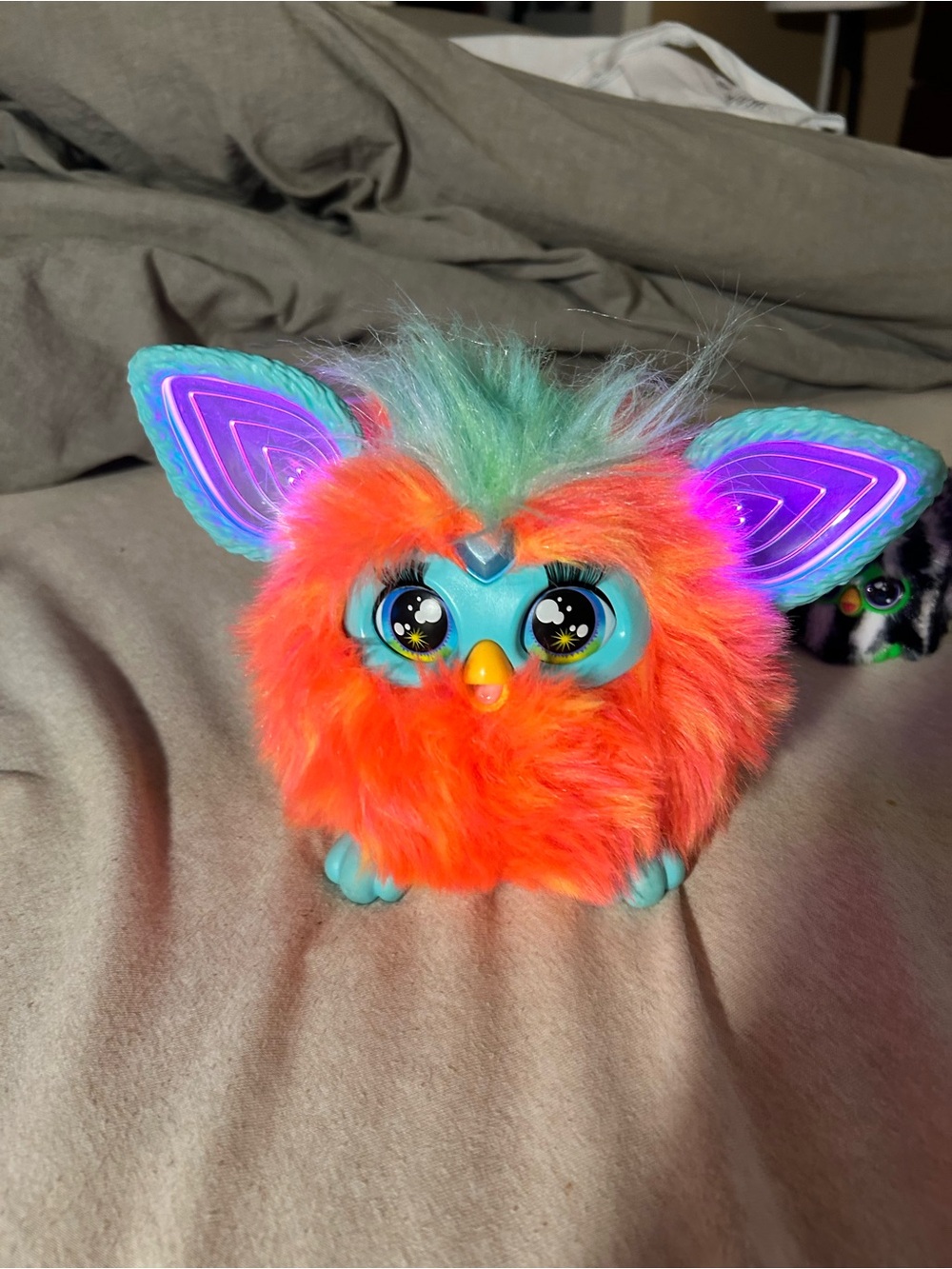 Furby Hasbro Neon Orange & Aqua Fuzzy Interactive Pet with Light-Up Ears is